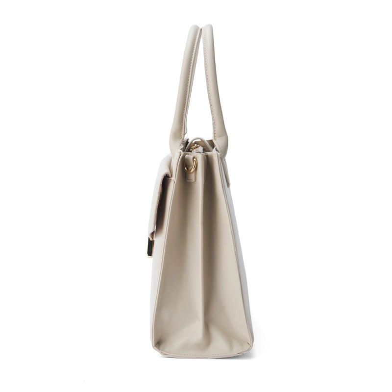 Monroe Structured Beige Satchel Bag