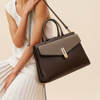 Monroe Structured Brown Satchel Bag - Lino Perros