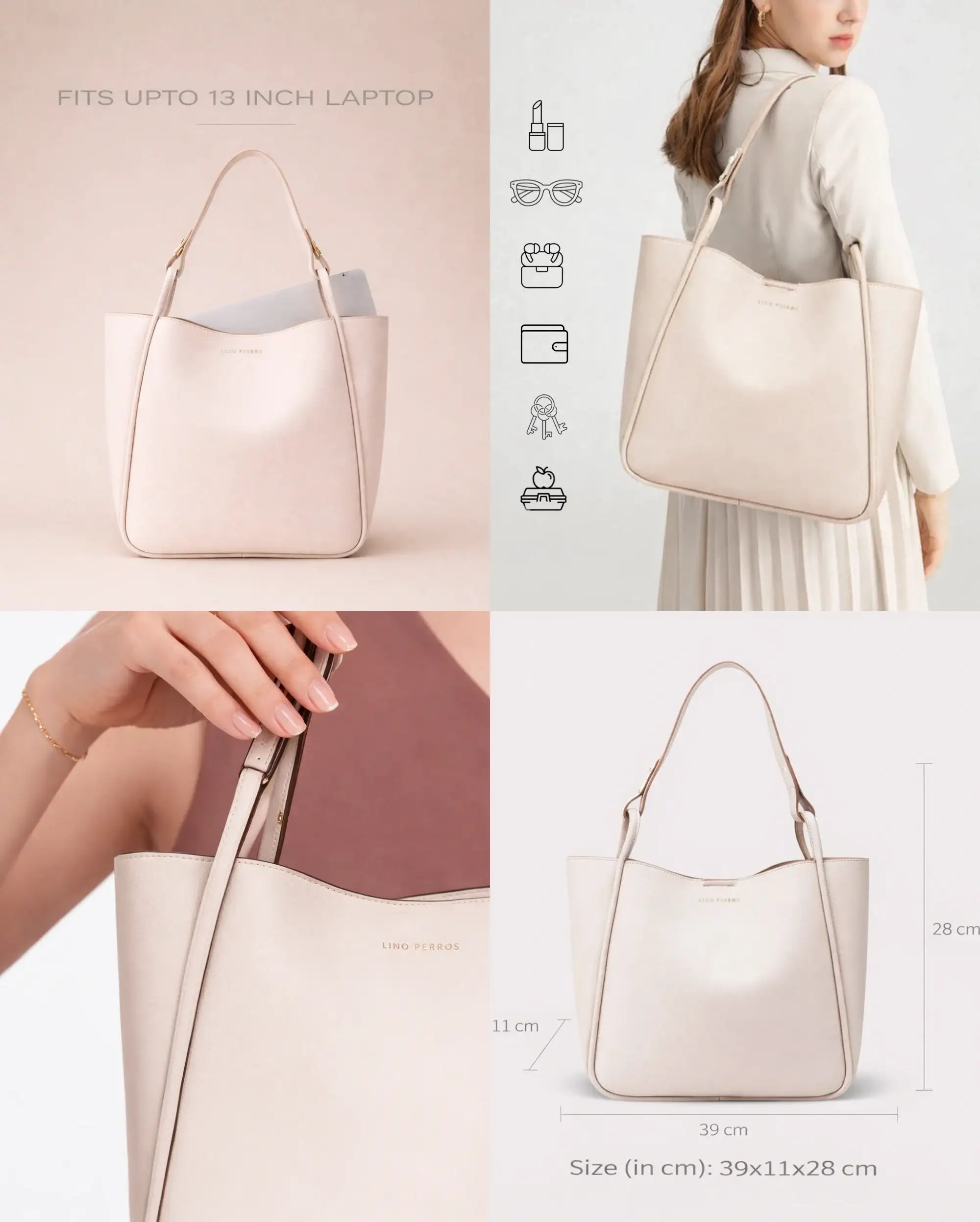 Avril Soft Body Everyday Beige Tote Bag - Lino Perros