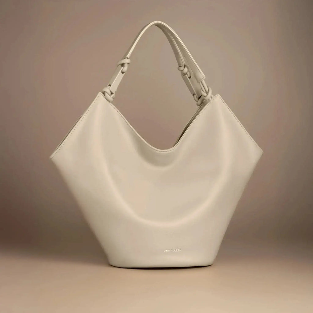 Avril White Slouchy Beige Bucket Hobo - Lino Perros