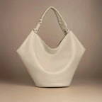 Avril White Slouchy Beige Bucket Hobo - Lino Perros