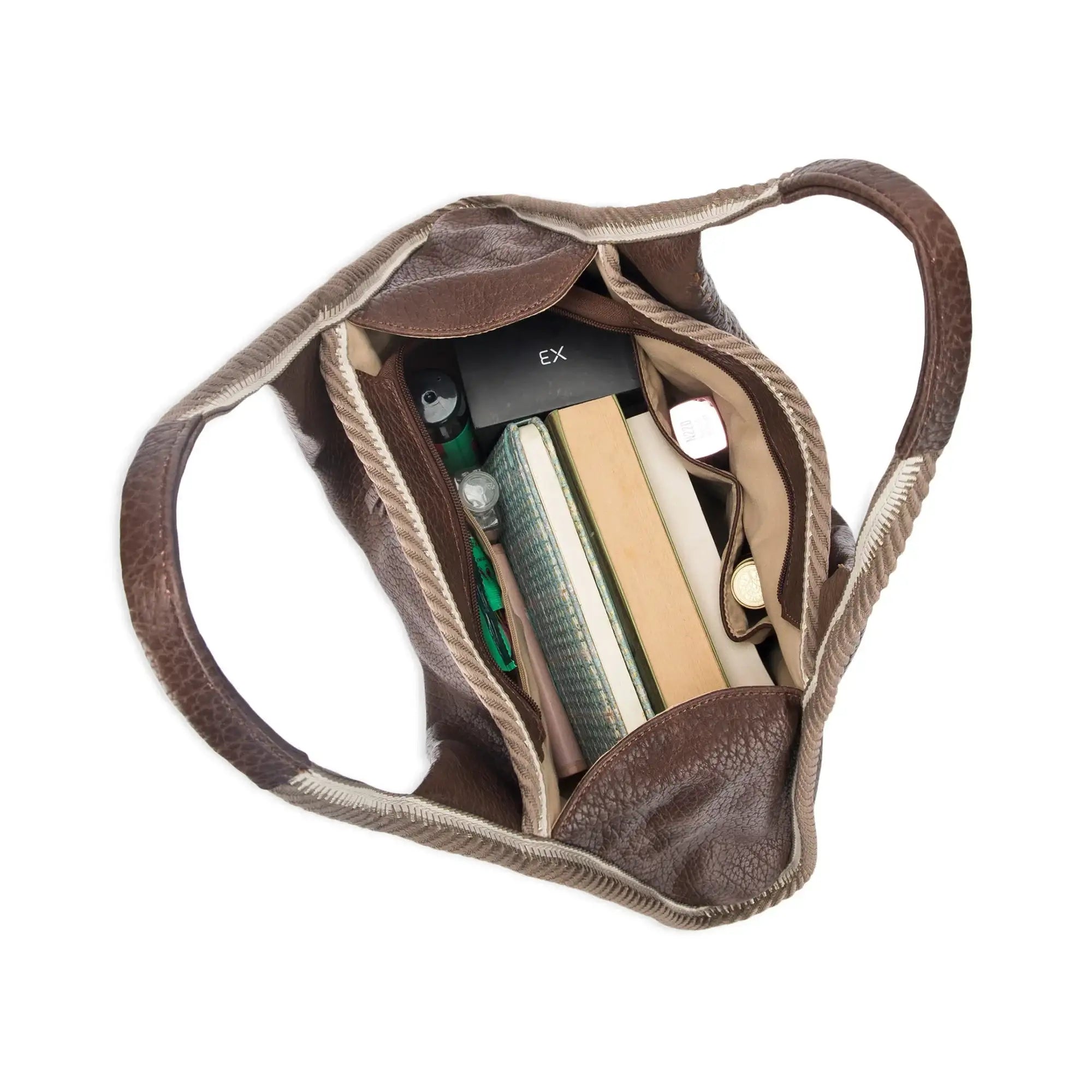 Avril Coffee Stylized Beige Hobo Tote Bag - Lino Perros