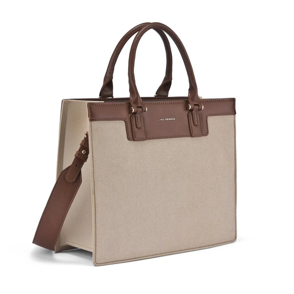 Monroe Luxe Beige Satchel Bag - Lino Perros