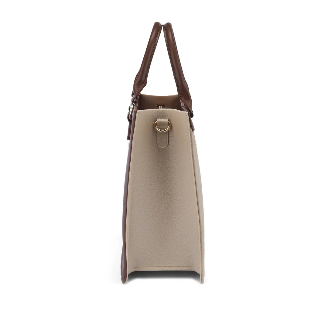 Monroe Luxe Beige Satchel Bag - Lino Perros