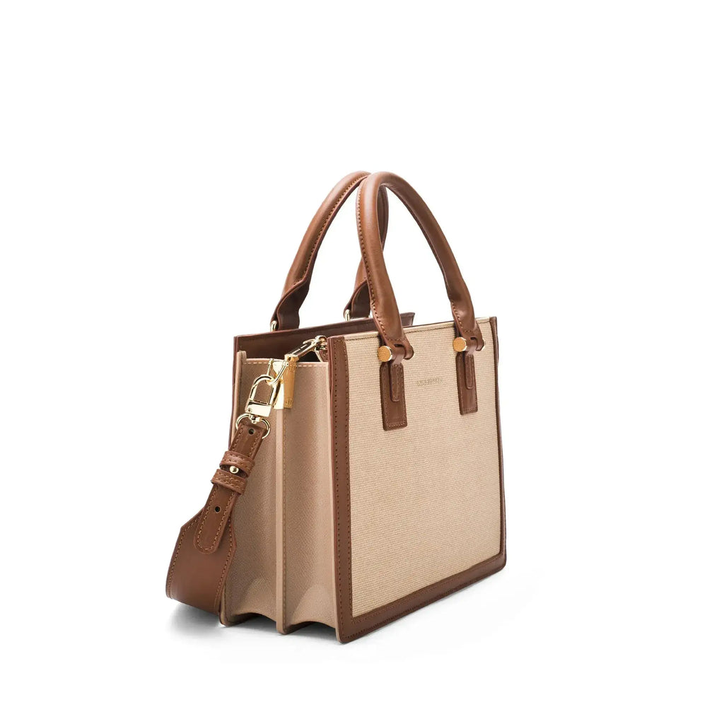 Monroe Petite Beige Satchel Bag - Lino Perros