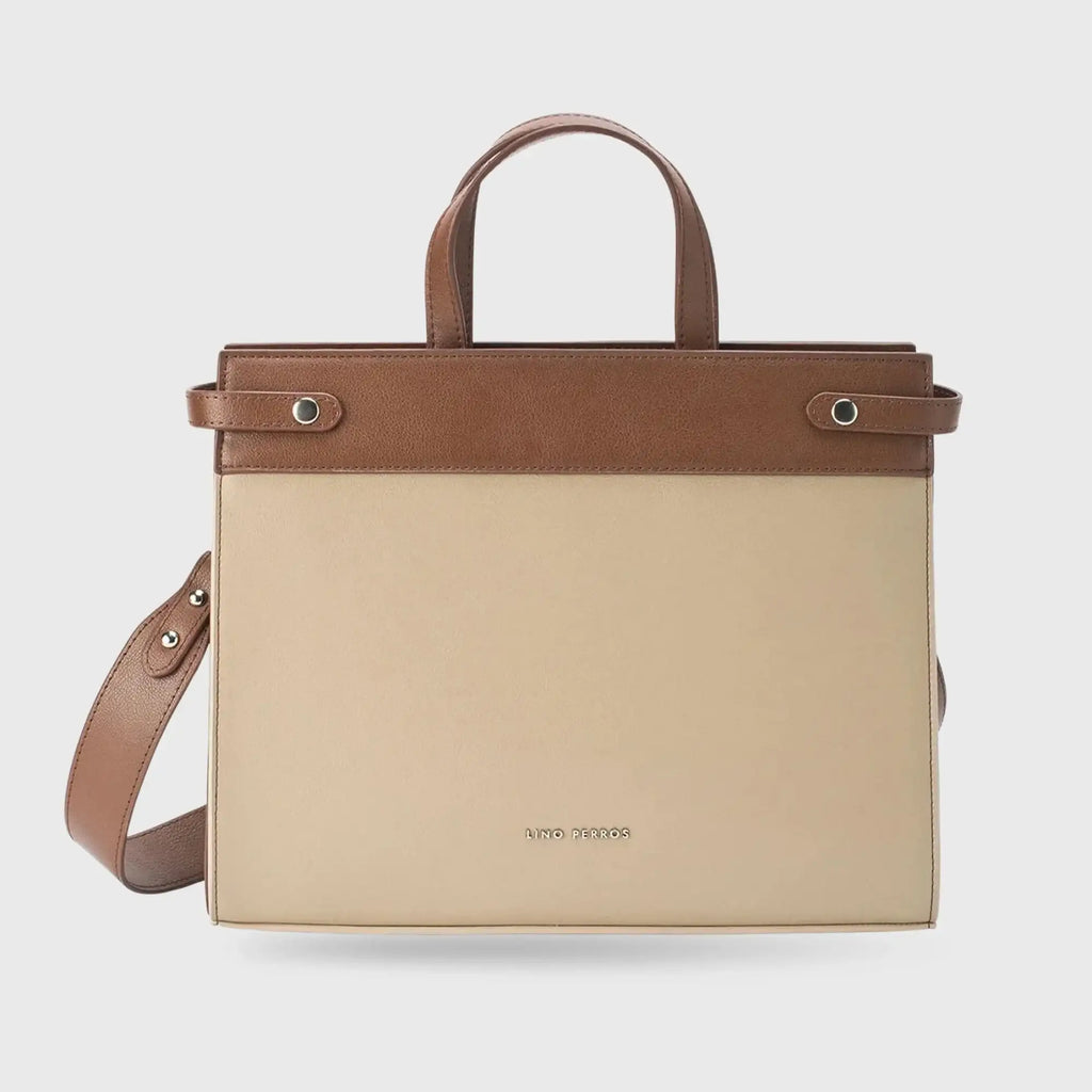 Monroe Structured Everyday Beige Satchel Bag - Lino Perros
