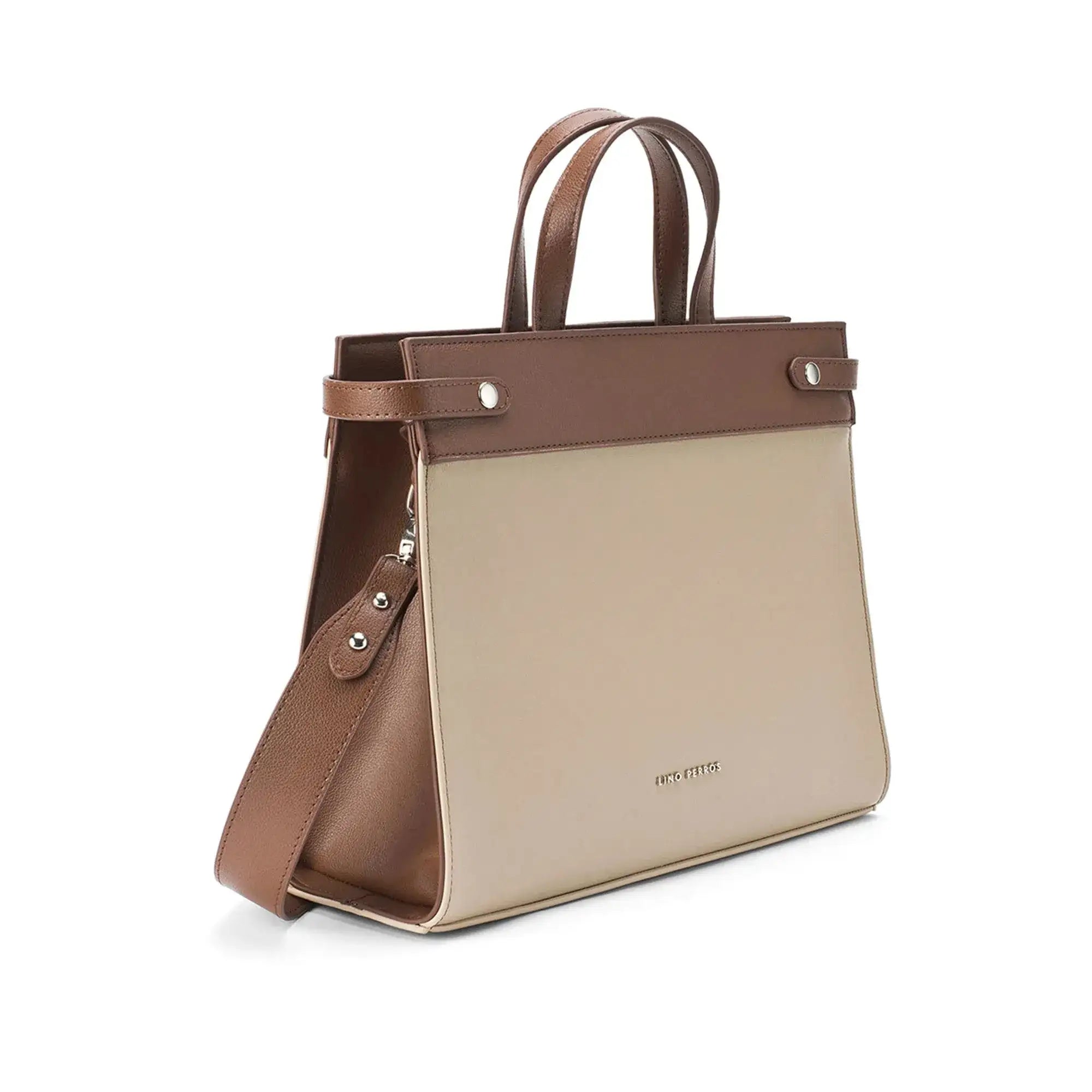 Monroe Structured Everyday Beige Satchel Bag - Lino Perros