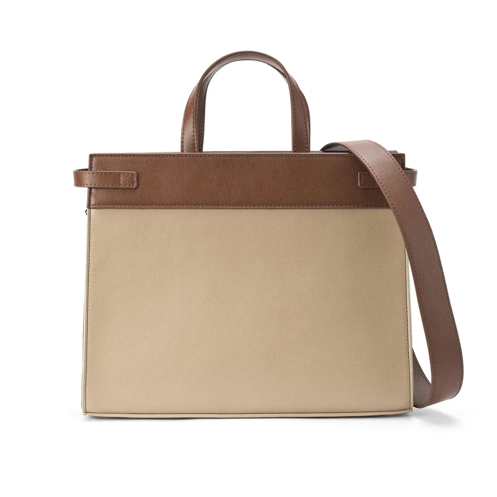 Monroe Structured Everyday Beige Satchel Bag - Lino Perros