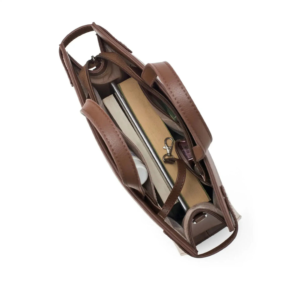 Monroe Structured Everyday Beige Satchel Bag - Lino Perros