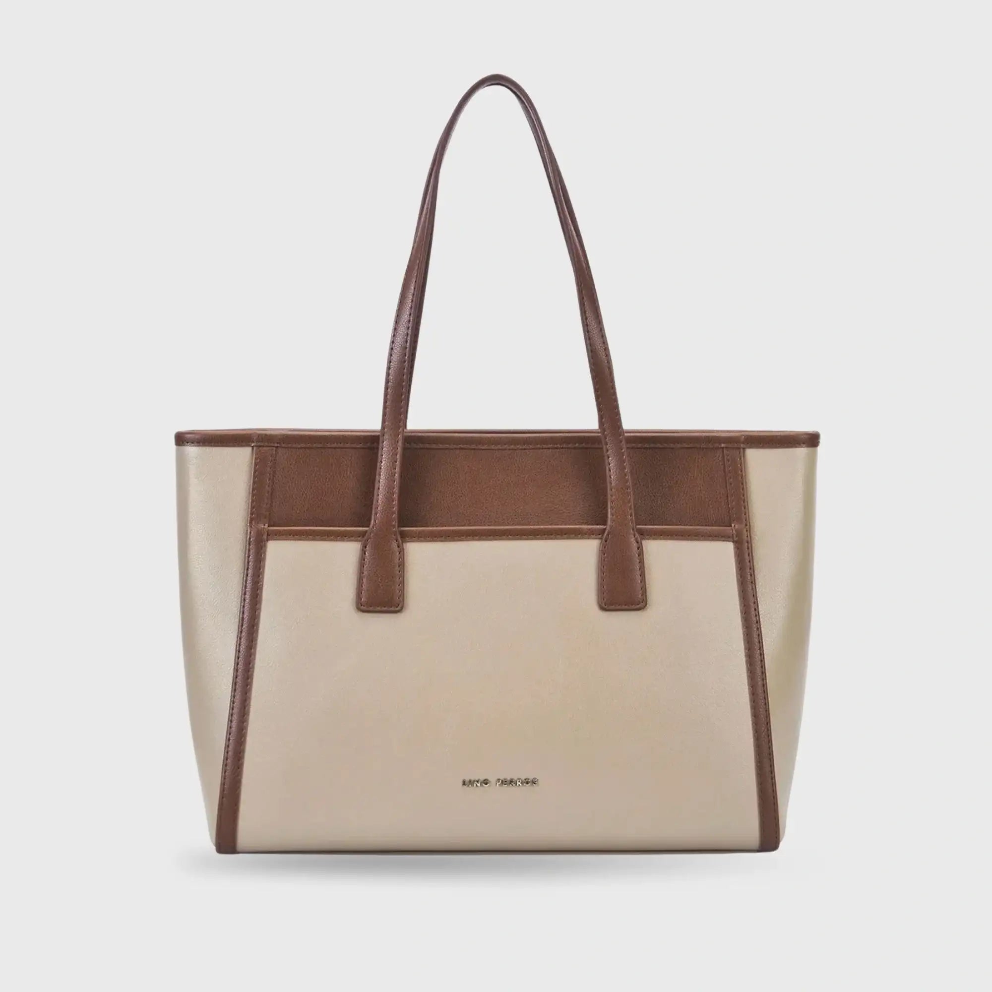 Monroe Dual Color Beige Tote Bag - Lino Perros