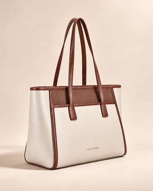 Monroe Dual Color Beige Tote Bag - Lino Perros