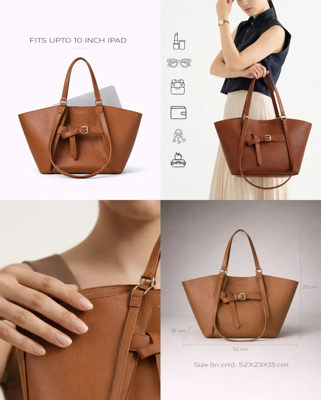 Ella Poise Brown Tote Bag - Lino Perros