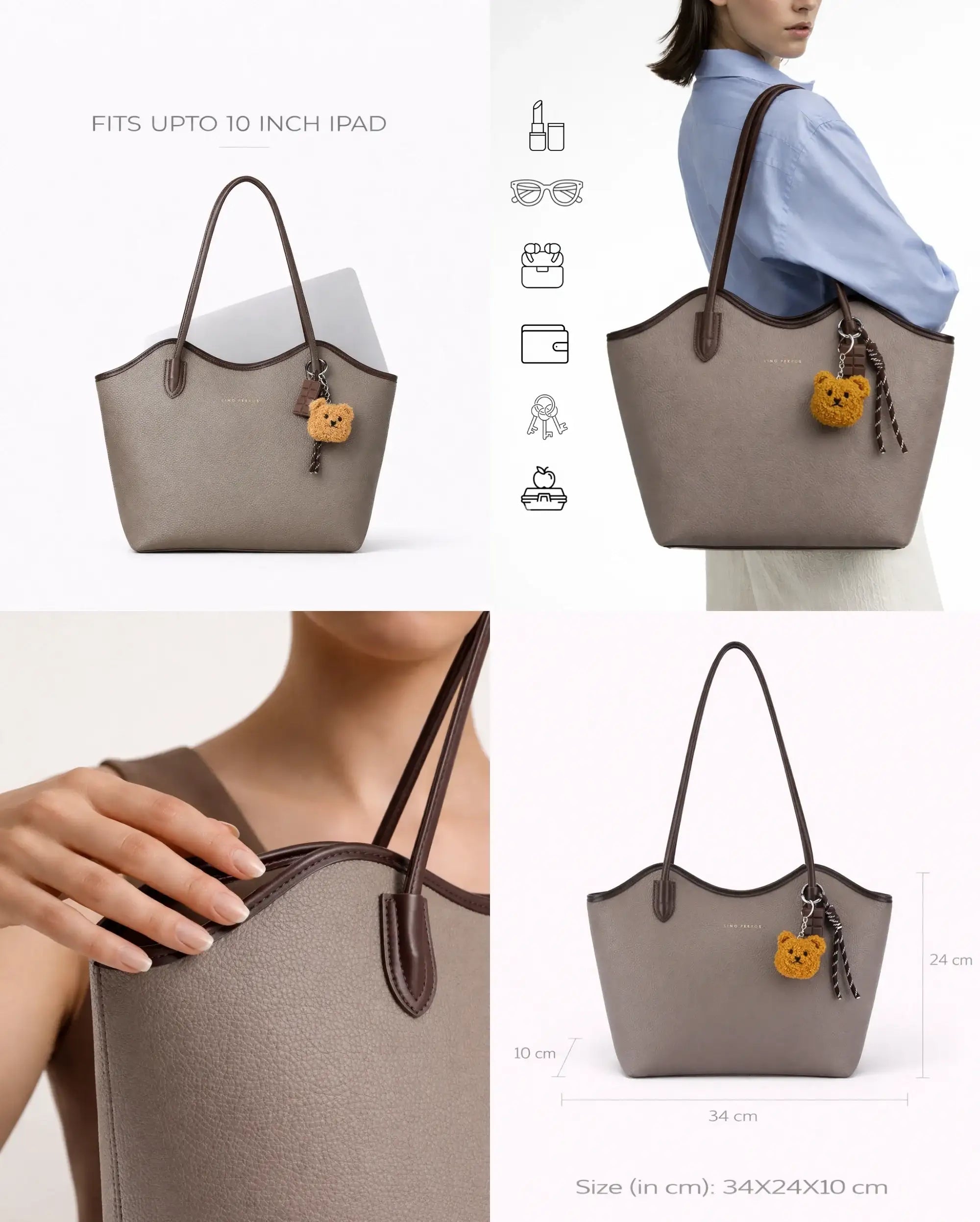 Avril Echo Grey Tote Bag - Lino Perros