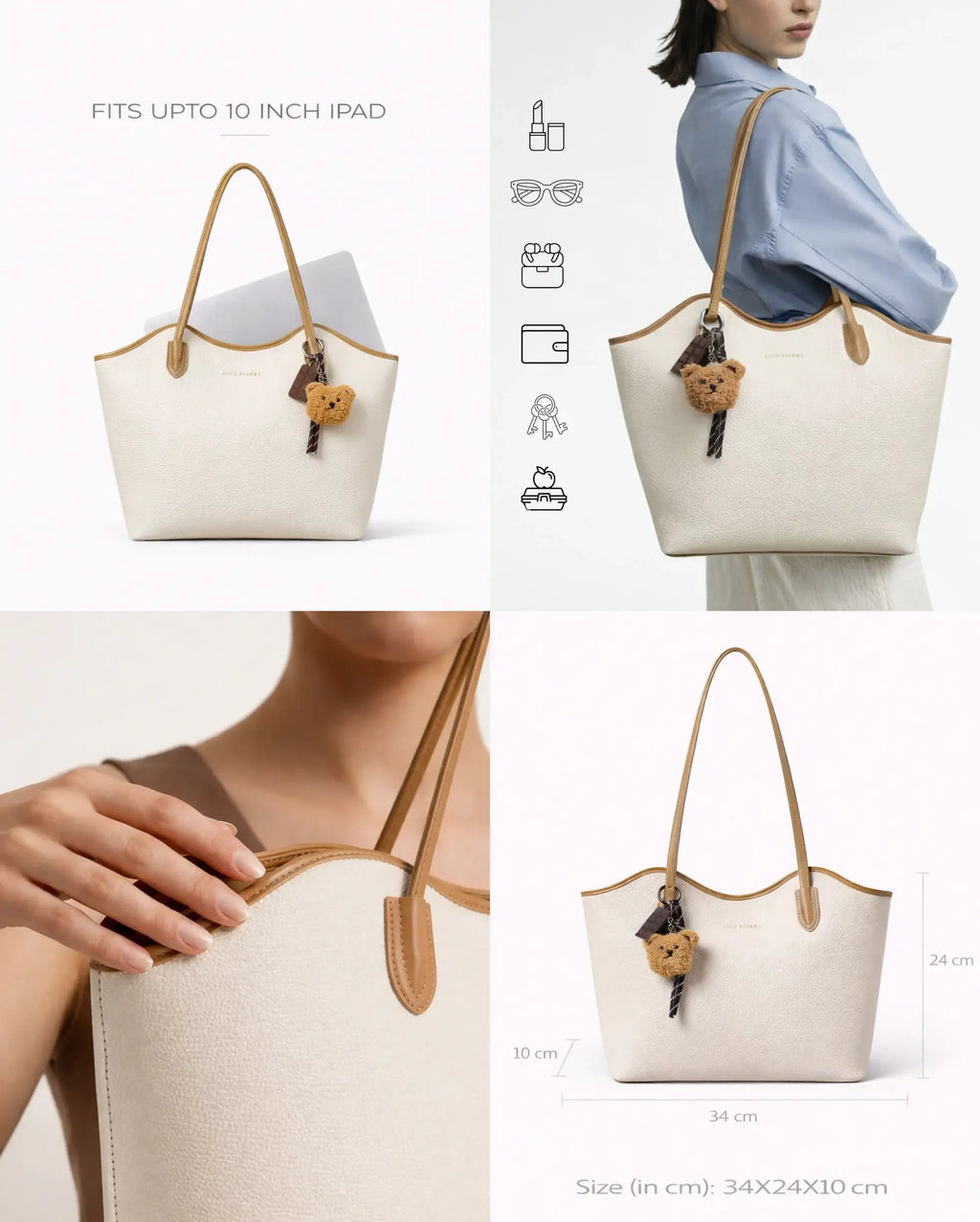 Avril Echo Off-White Tote Bag - Lino Perros
