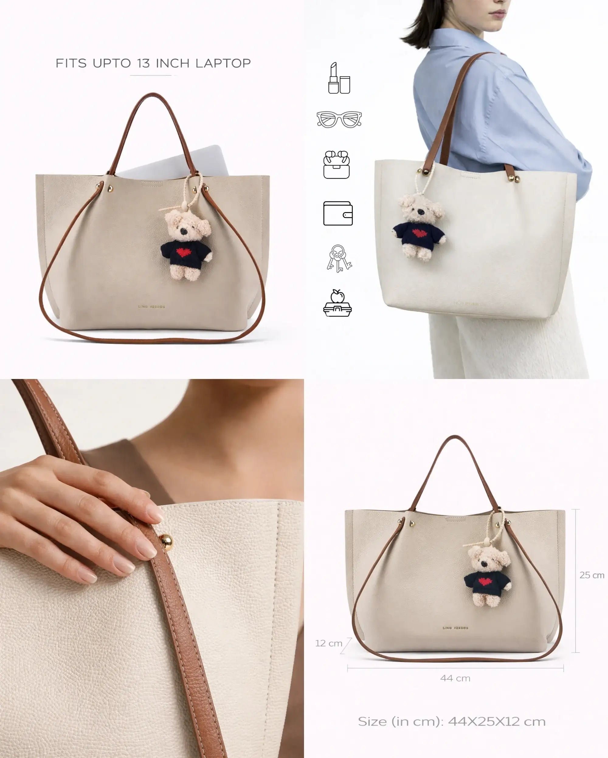 Avril Halo Beige Tote Bag - Lino Perros