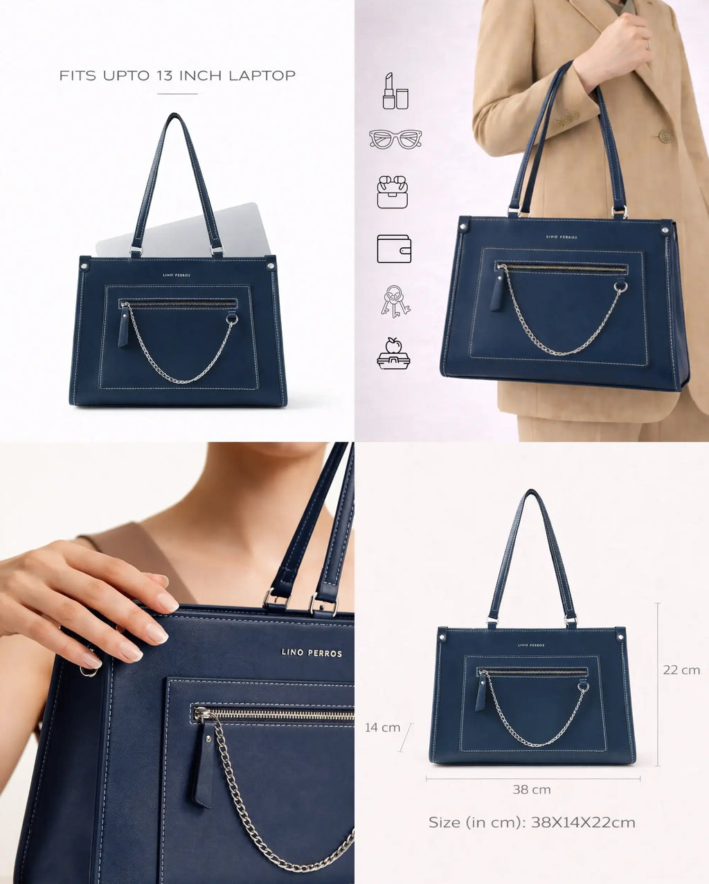 Monroe Grace Navy Tote Bag - Lino Perros