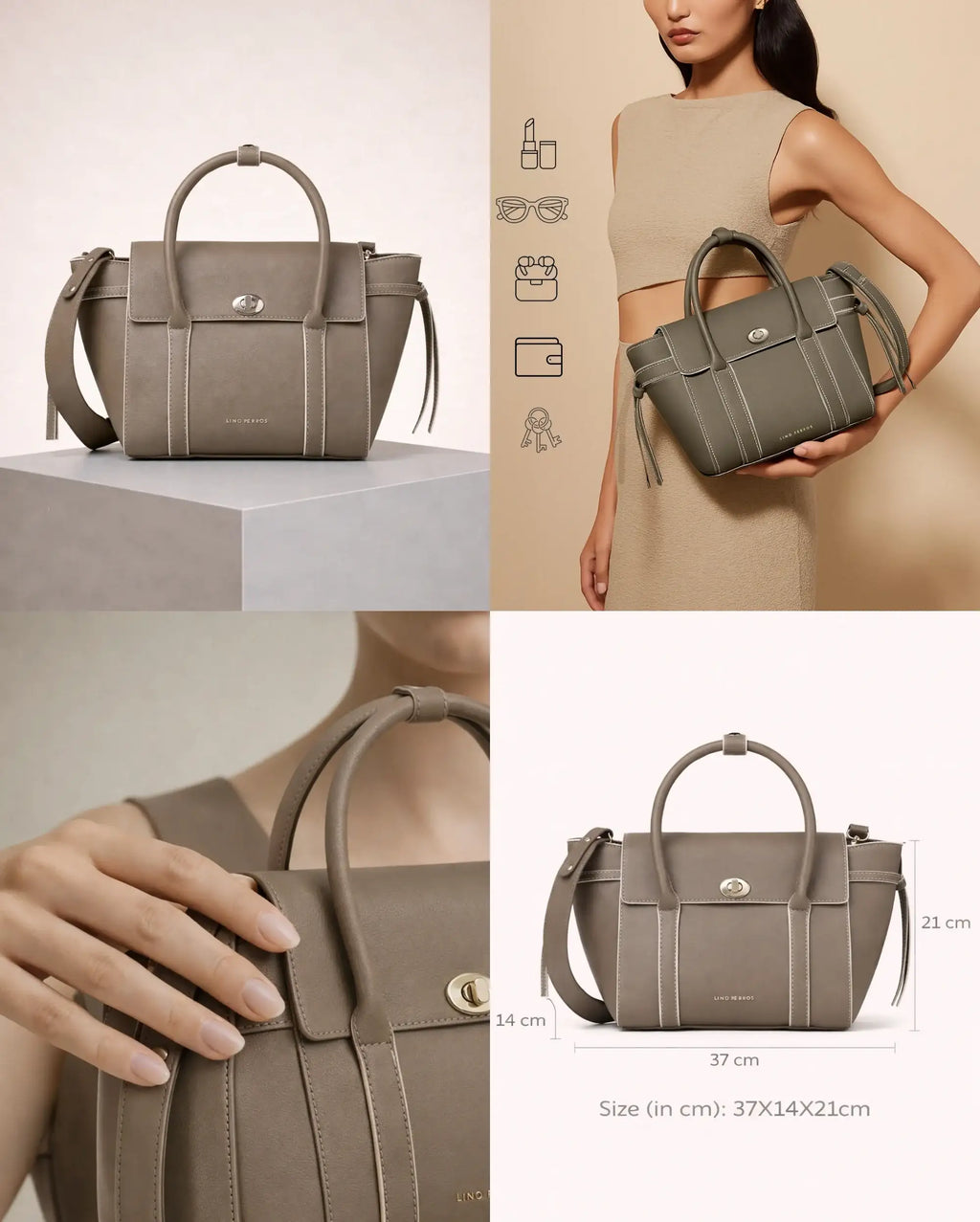 Ella Iris Taupe Satchel - Lino Perros