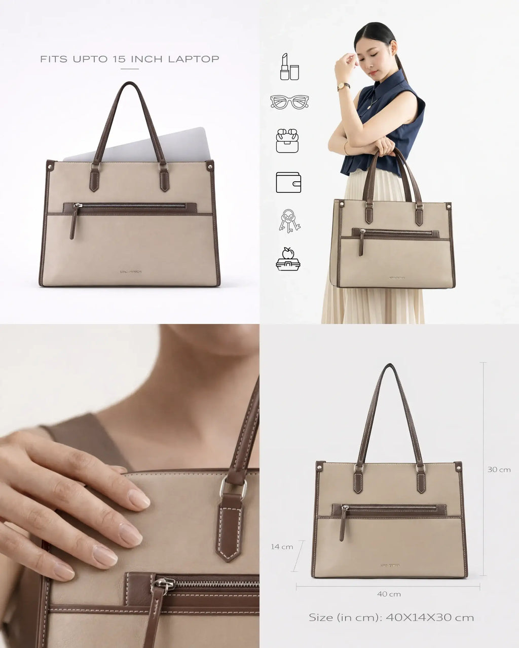 Monroe Elan Beige Tote Bag - Lino Perros