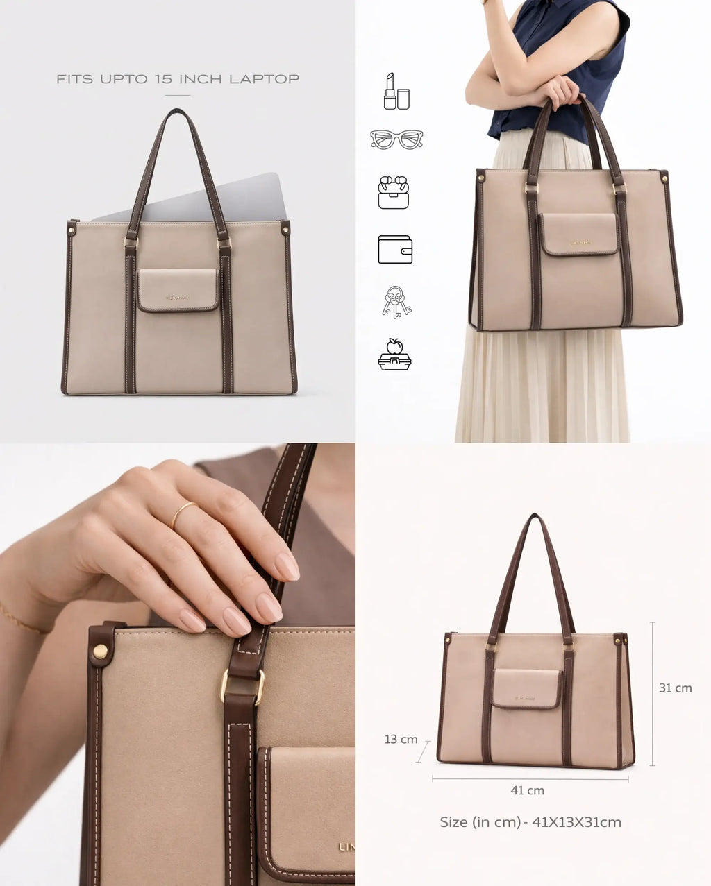 Monroe Joy Beige Tote Bag - Lino Perros