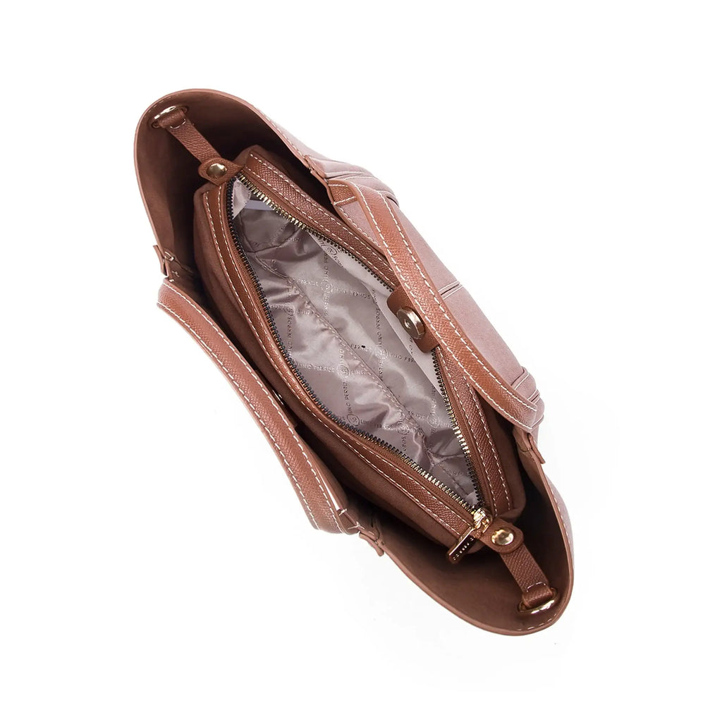 Voyage Cassis Tan Satchel Bag - Lino Perros