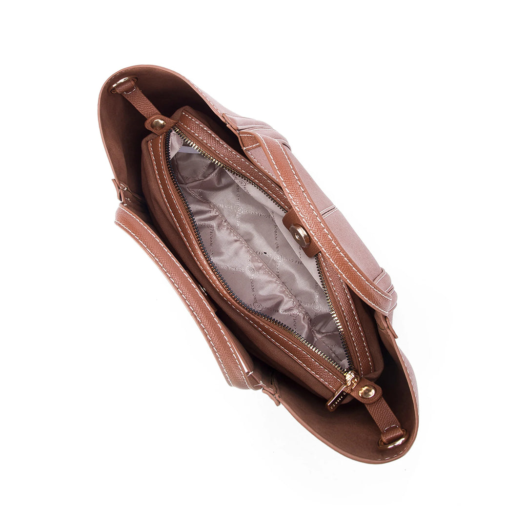 Voyage Cassis Tan Satchel Bag