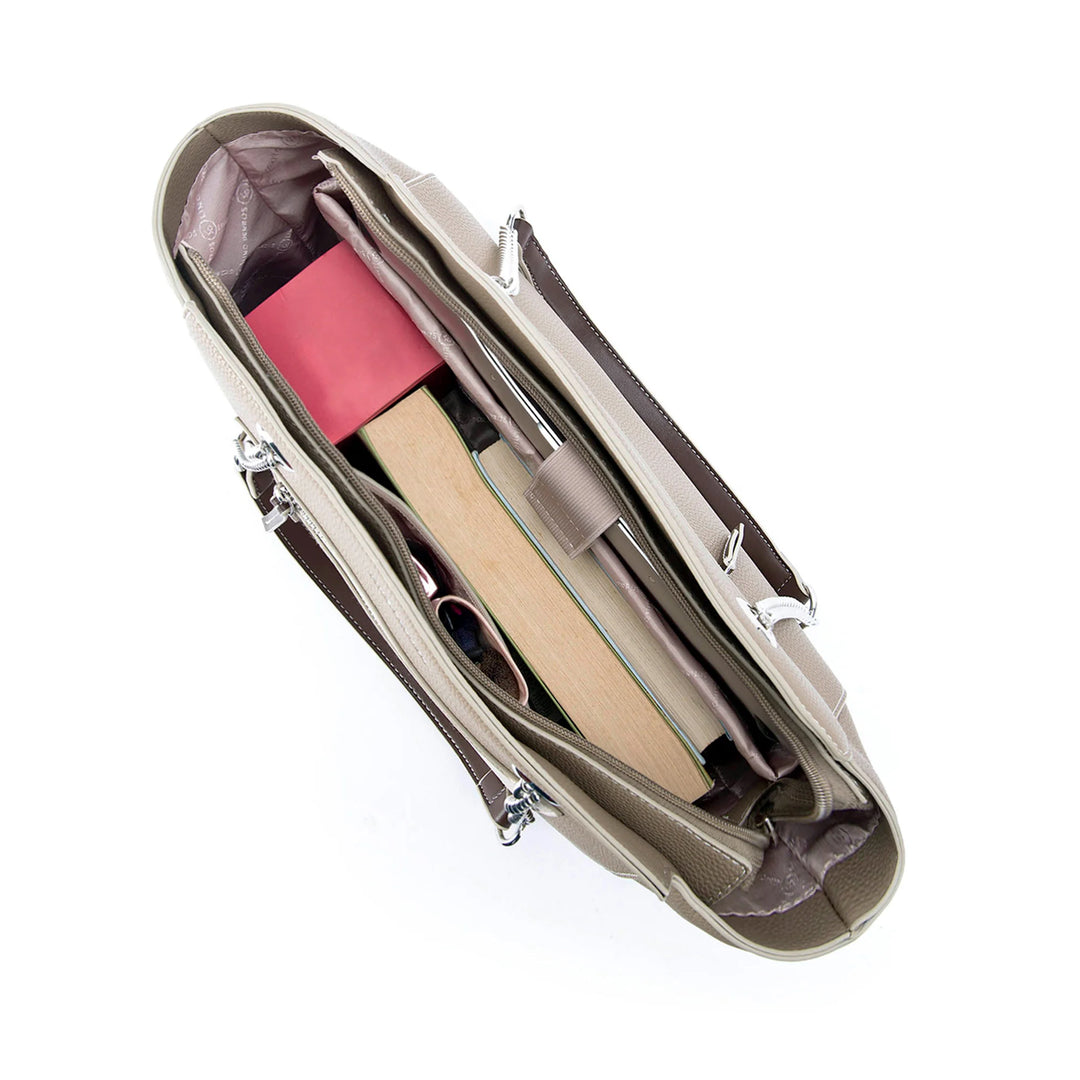 Monroe Abbey Taupe Tote Bag