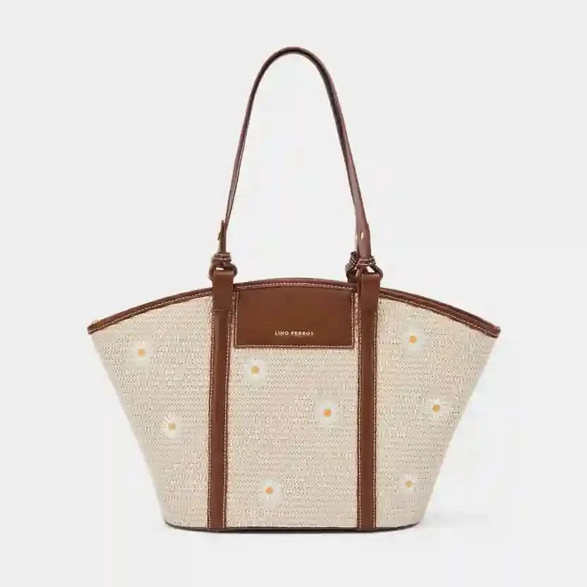 Monroe Daisy Bloom Off-White Tote Bag