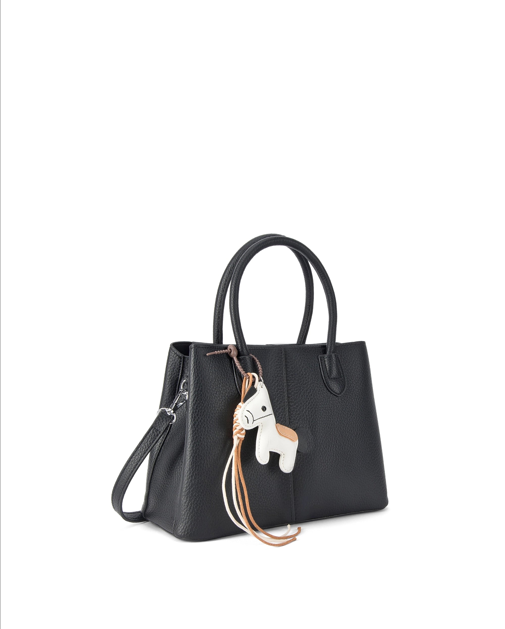 Voyage Saddle Charm Black Satchel bag | Lino Perros