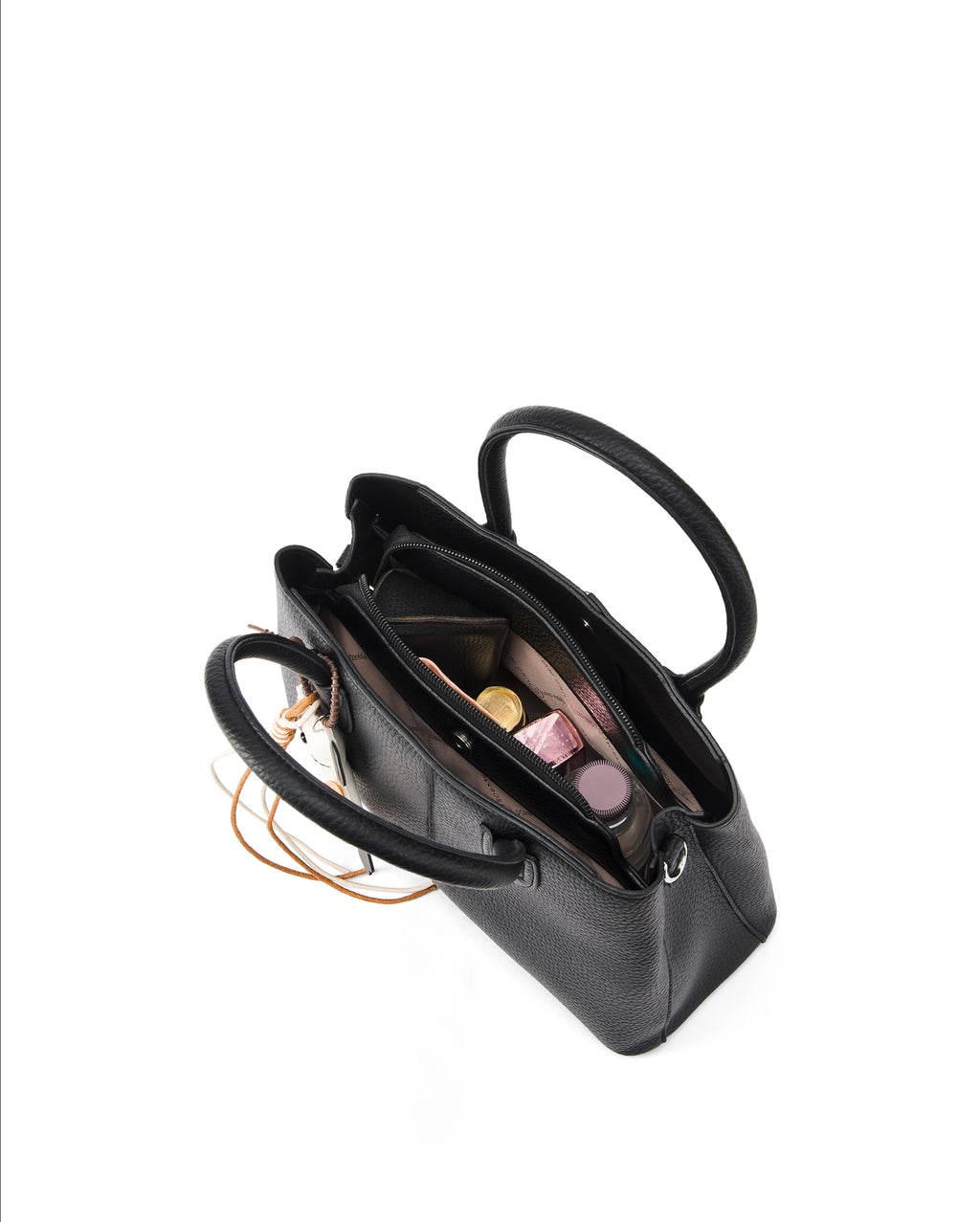 Voyage Saddle Charm Black Satchel bag | Lino Perros