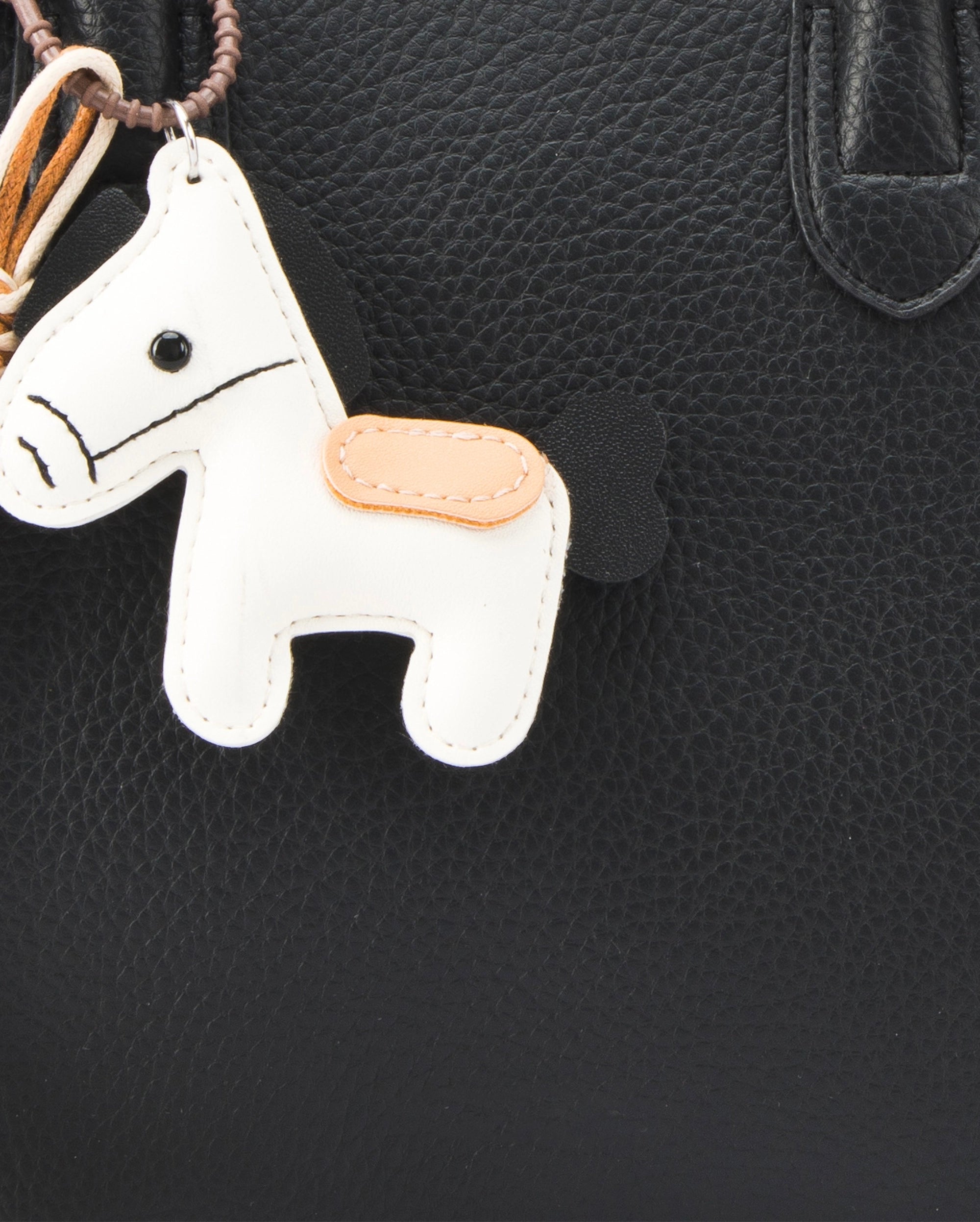 Voyage Saddle Charm Black Satchel bag | Lino Perros
