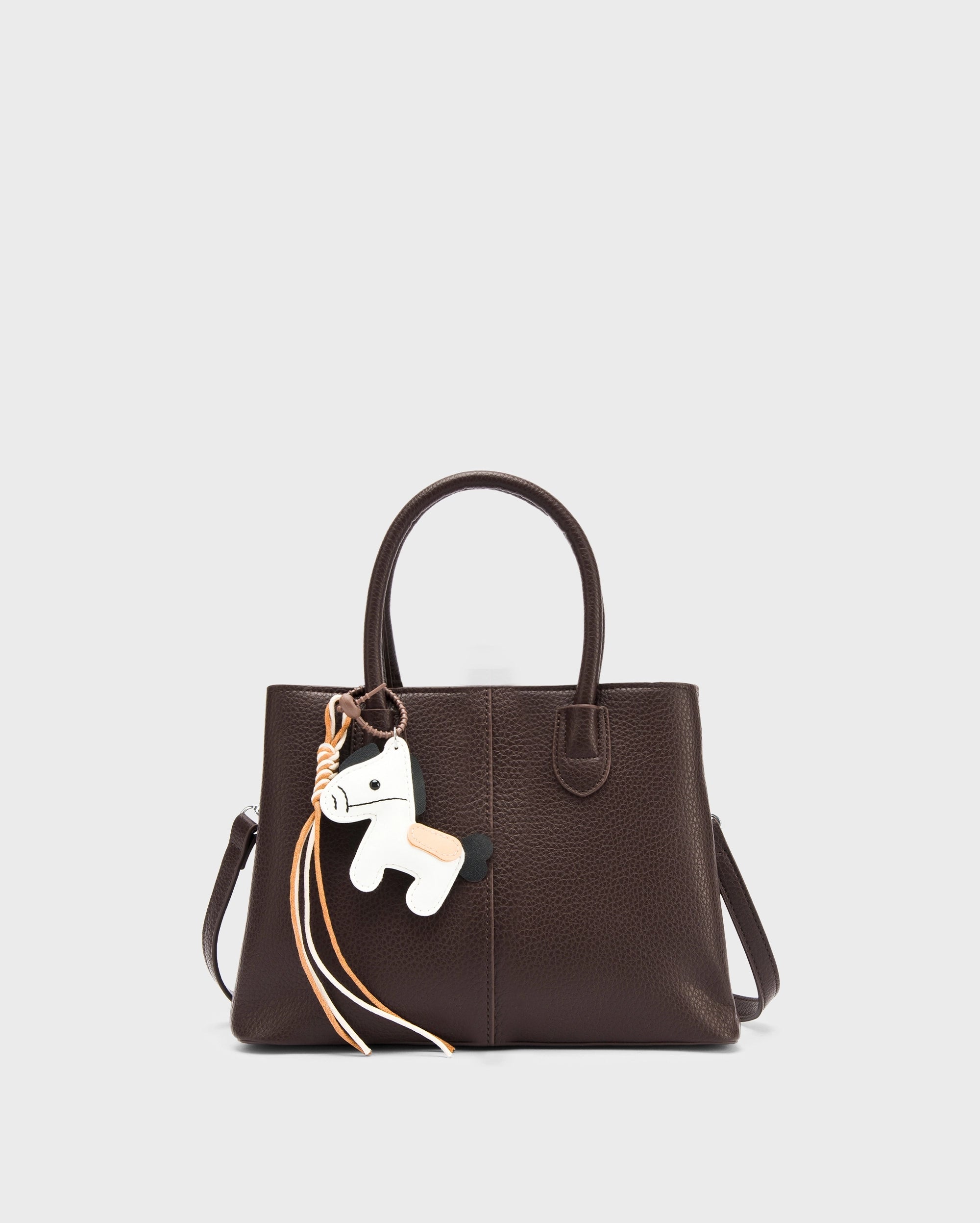 Voyage Saddle Charm Coffee Satchel bag | Lino Perros