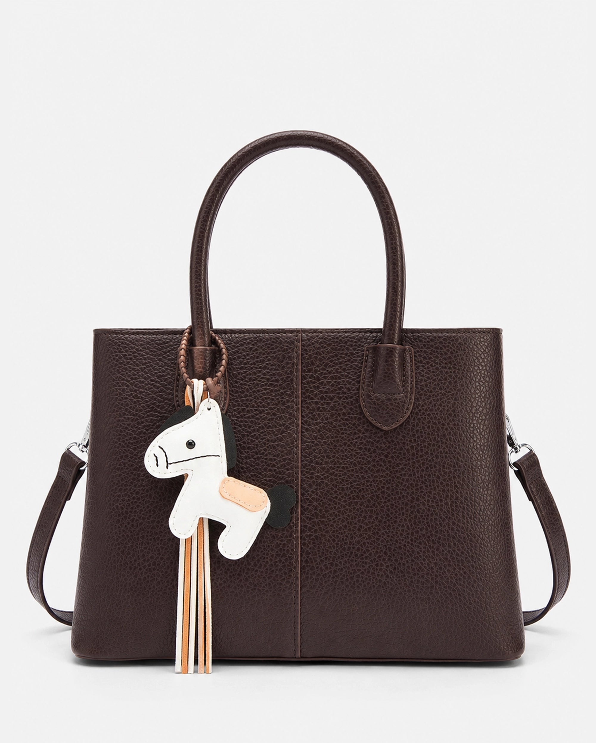 Voyage Saddle Charm Coffee Satchel bag