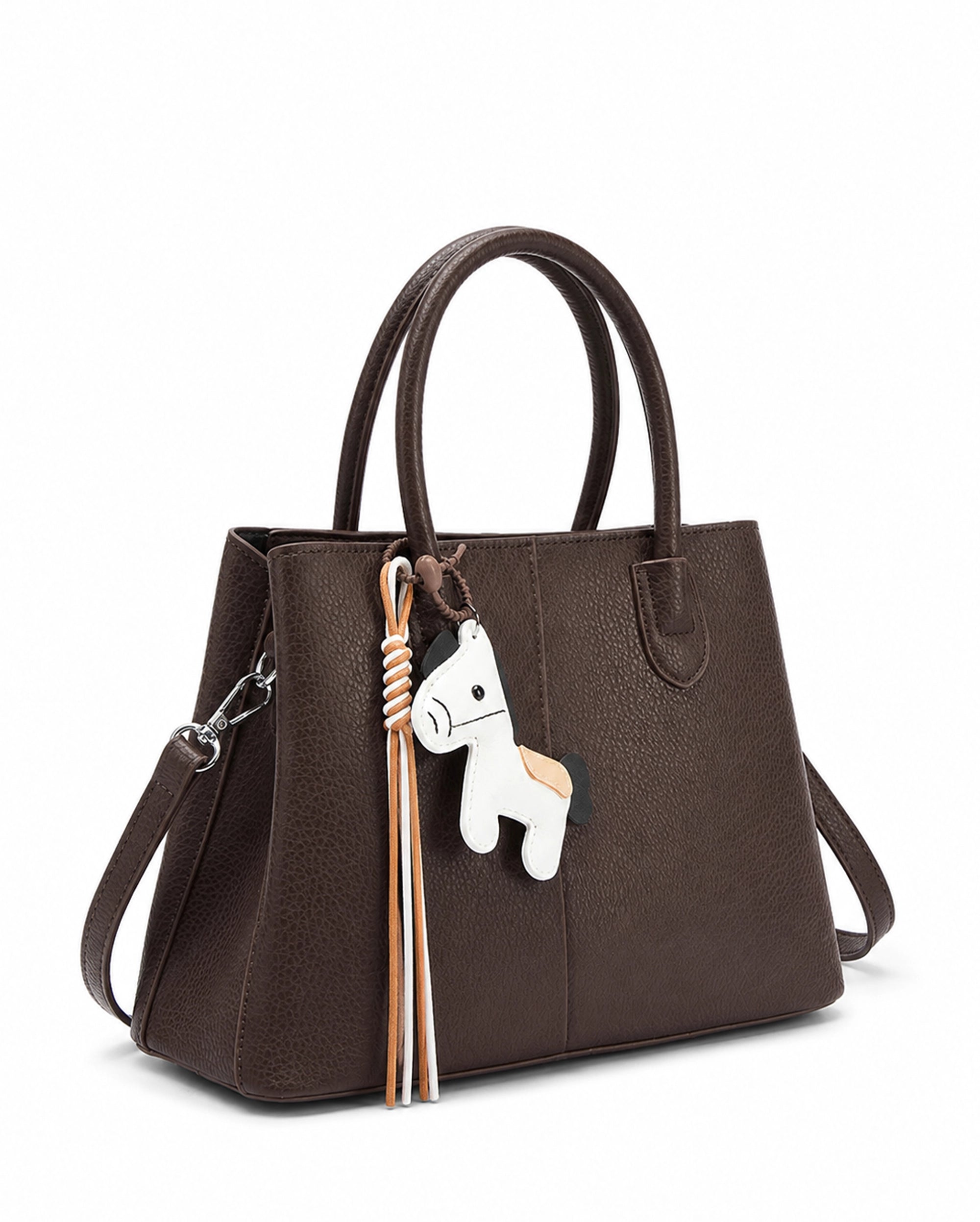Voyage Saddle Charm Coffee Satchel bag