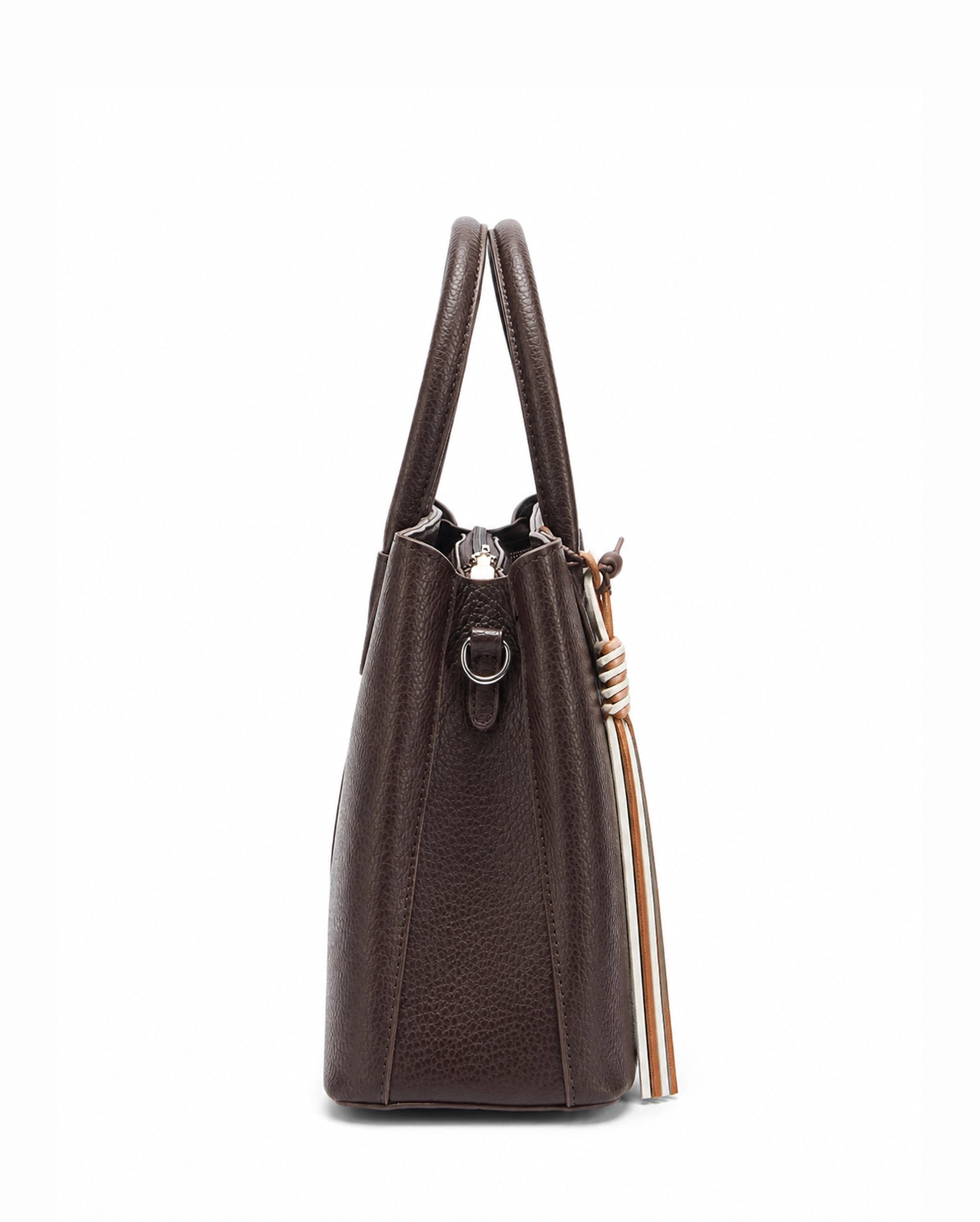 Voyage Saddle Charm Coffee Satchel bag