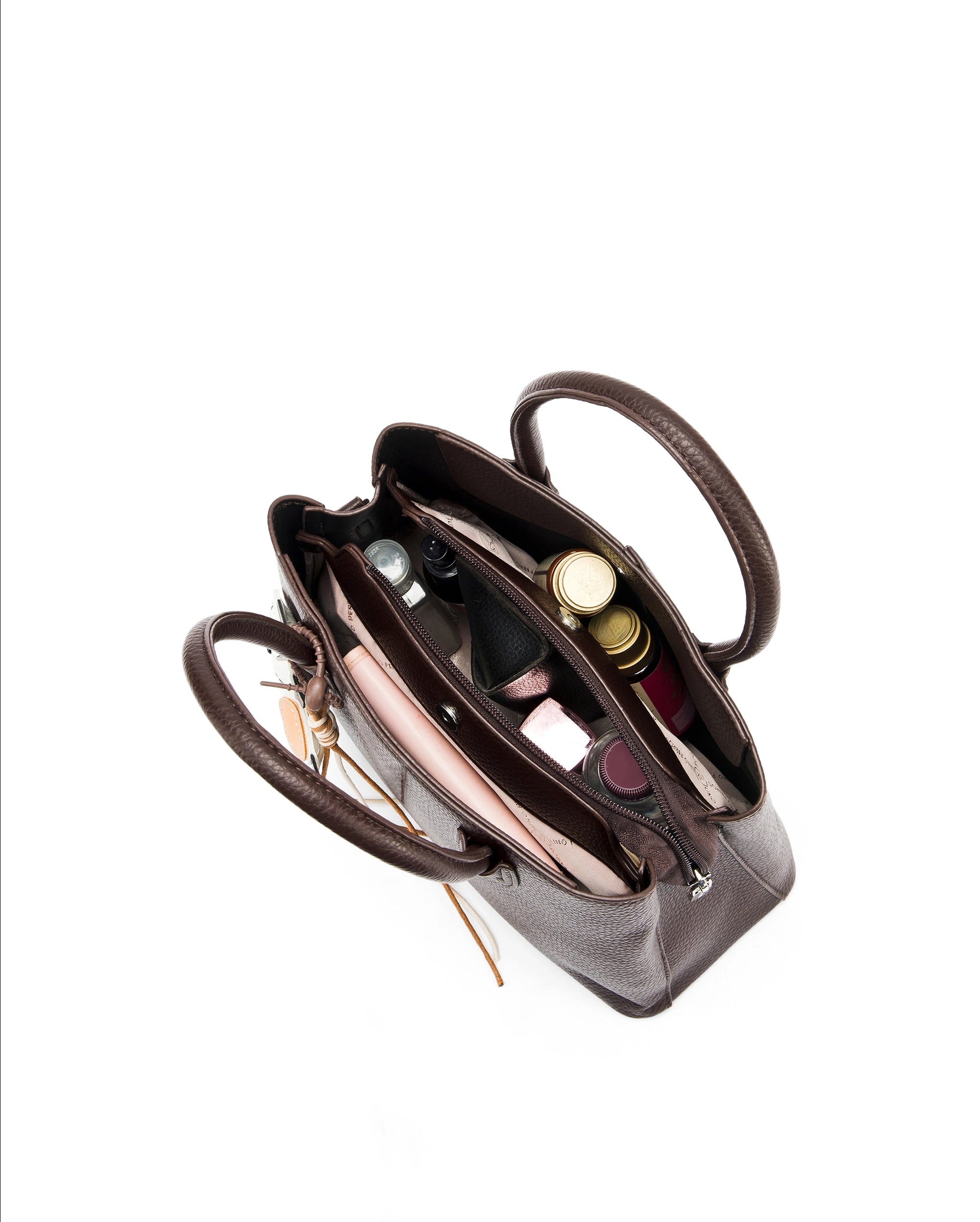 Voyage Saddle Charm Coffee Satchel bag | Lino Perros