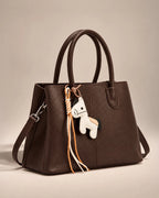 Voyage Saddle Charm Coffee Satchel bag