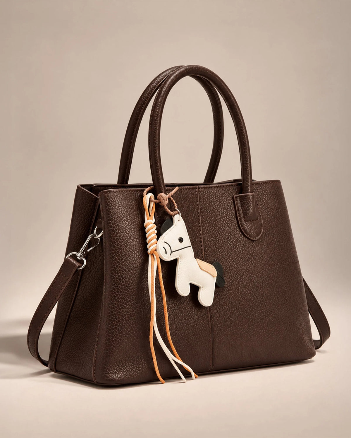 Voyage Saddle Charm Coffee Satchel bag