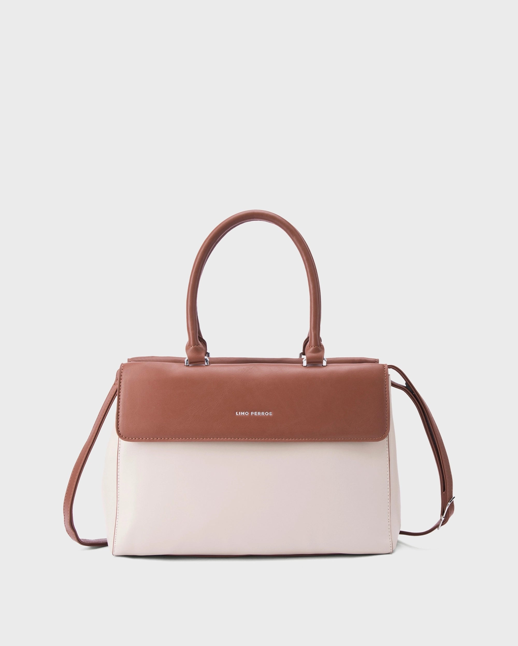 Voyage Dual Tone Beige Satchel | Lino Perros
