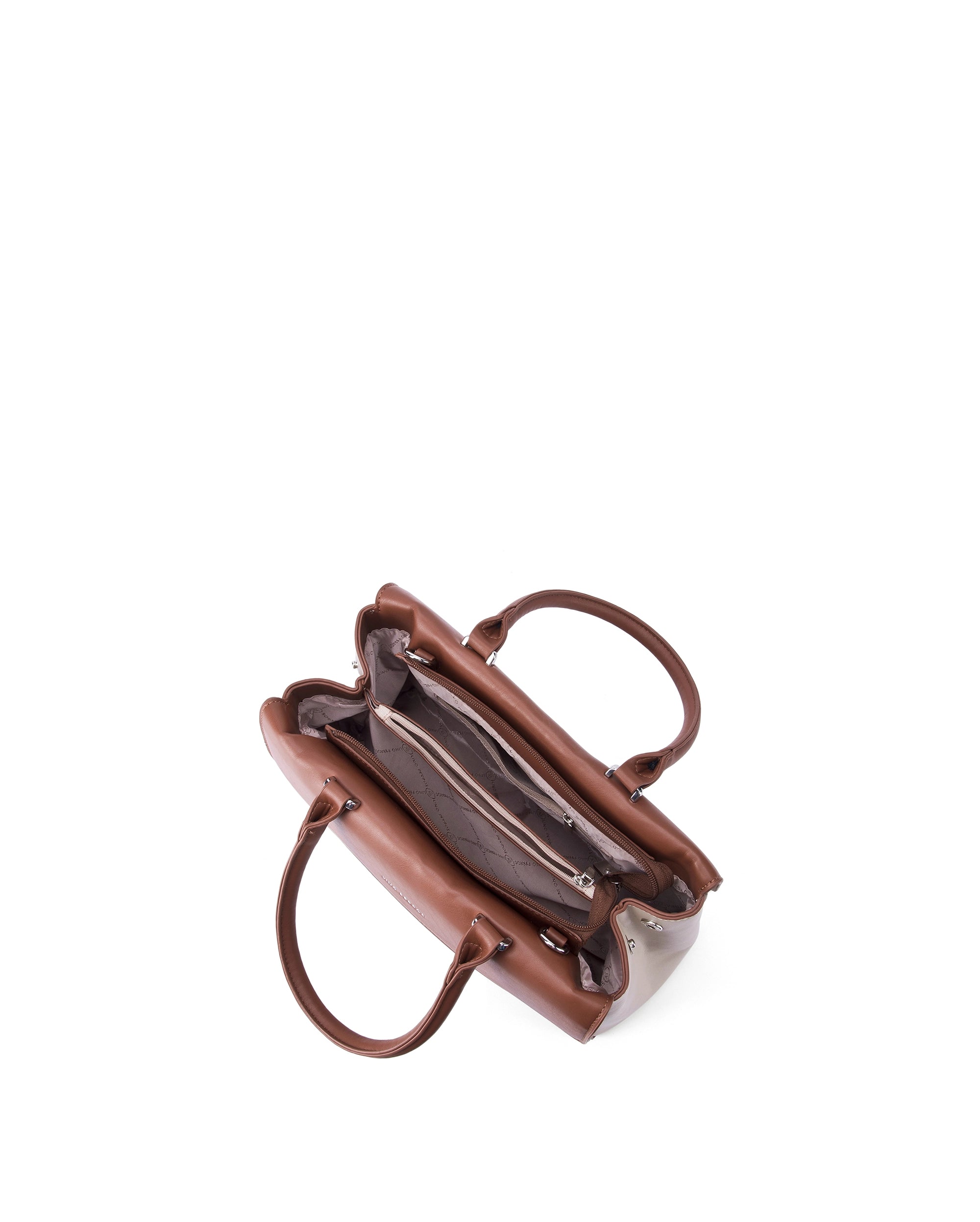 Voyage Dual Tone Beige Satchel | Lino Perros