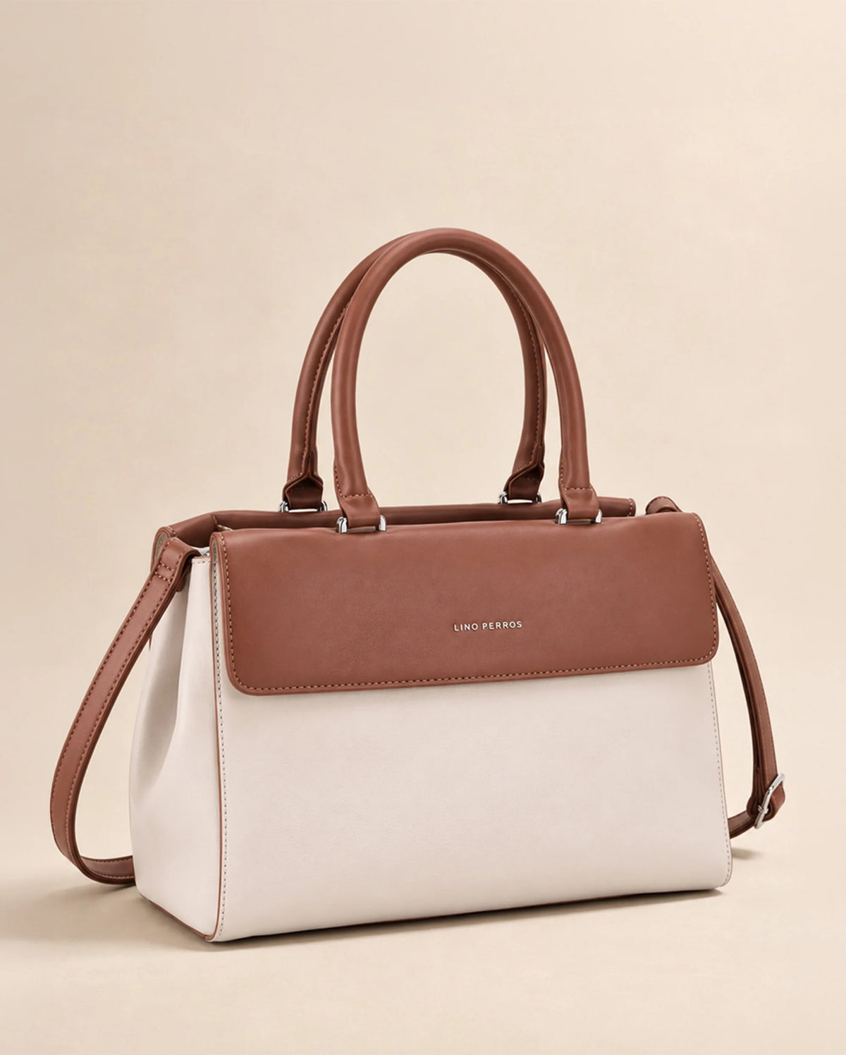 Voyage Dual Tone Beige Satchel