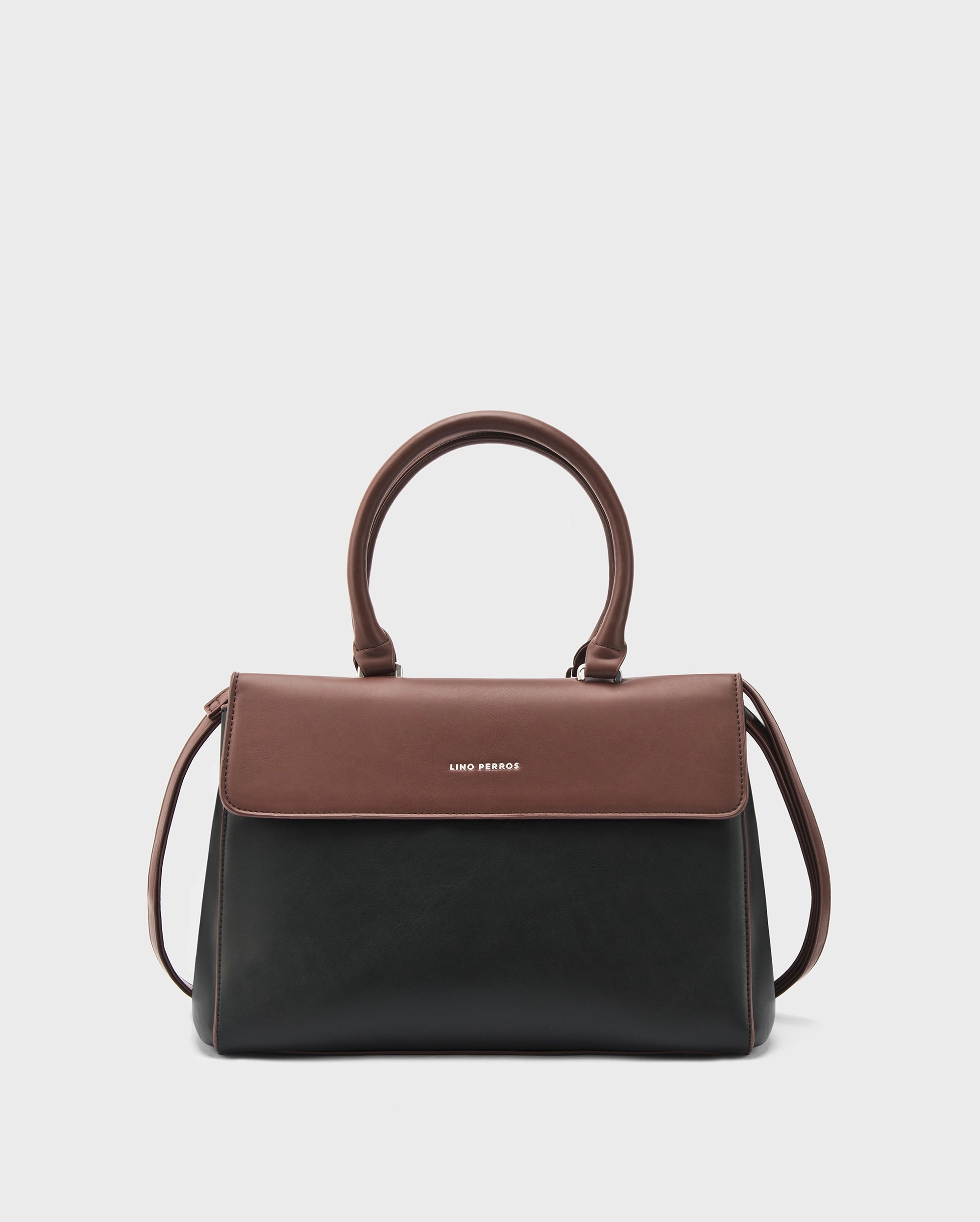 Voyage Dual Tone Black Satchel | Lino Perros