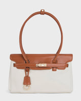 Ella Luxe Flap Beige Shoulder Bag