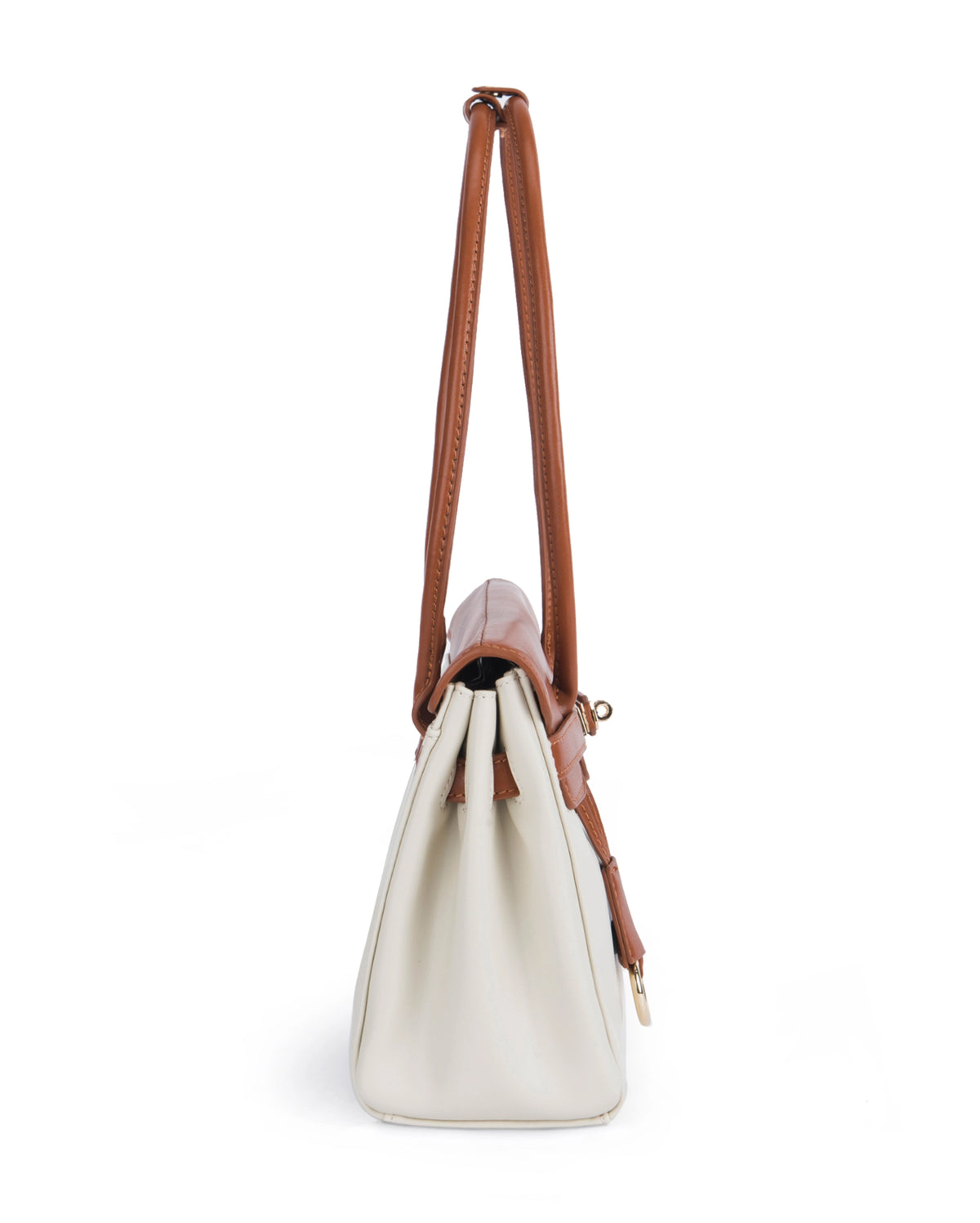 Ella Luxe Flap Beige Shoulder Bag