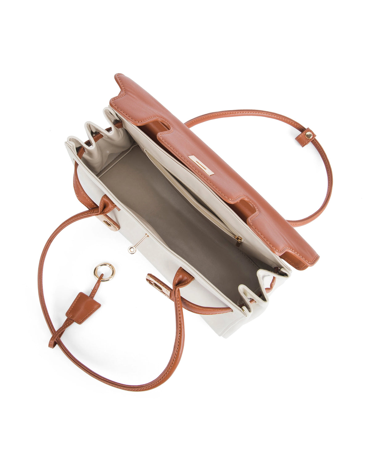 Ella Luxe Flap Beige Shoulder Bag
