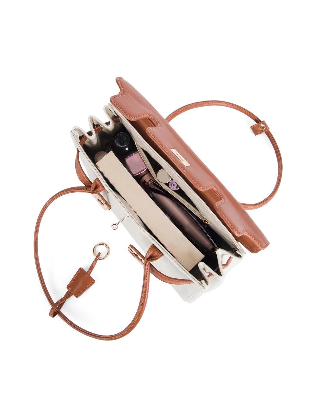 Ella Luxe Flap Beige Shoulder Bag
