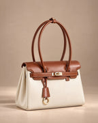Ella Luxe Flap Beige Shoulder Bag