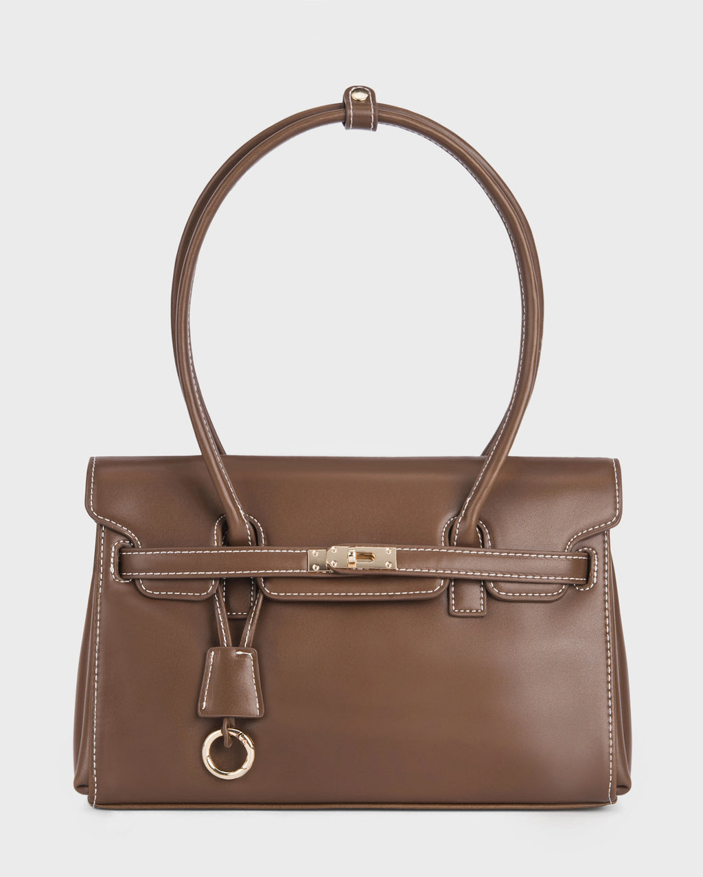 Ella Luxe Flap Coffee Shoulder Bag