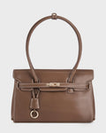 Ella Luxe Flap Coffee Shoulder Bag