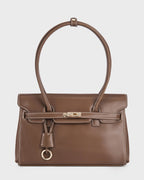 Ella Luxe Flap Coffee Shoulder Bag
