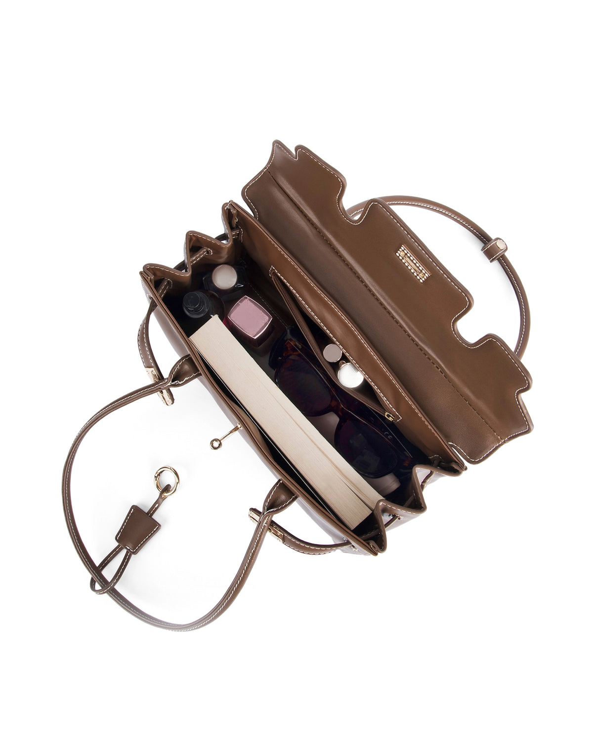 Ella Luxe Flap Coffee Shoulder Bag